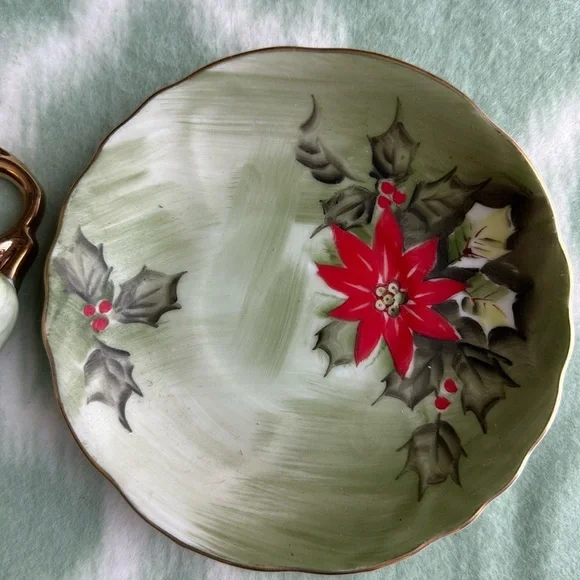 Vintage Lefton England hand painted bone china cup and saucer - Picture 4 of 9